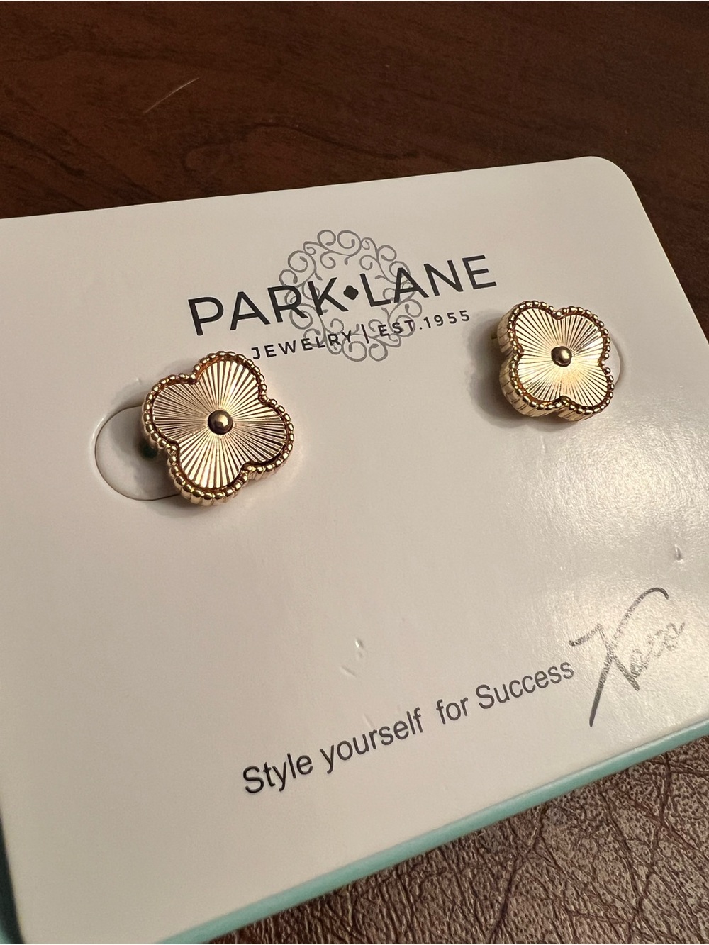 Park Lane FOXY Gold Clover Stud Earrings, 1/2” Diameter, Quatrefoil Design, NWT